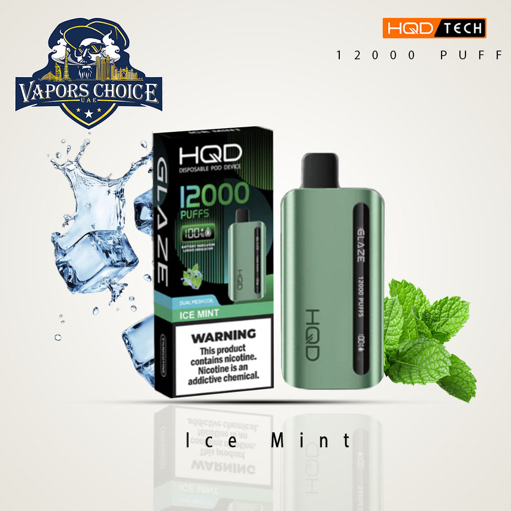 HQD CUVIE GLAZE 12000 PUFFS DISPOSABLE VAPE Ice Mint UAE Ras Al-Khaimah
